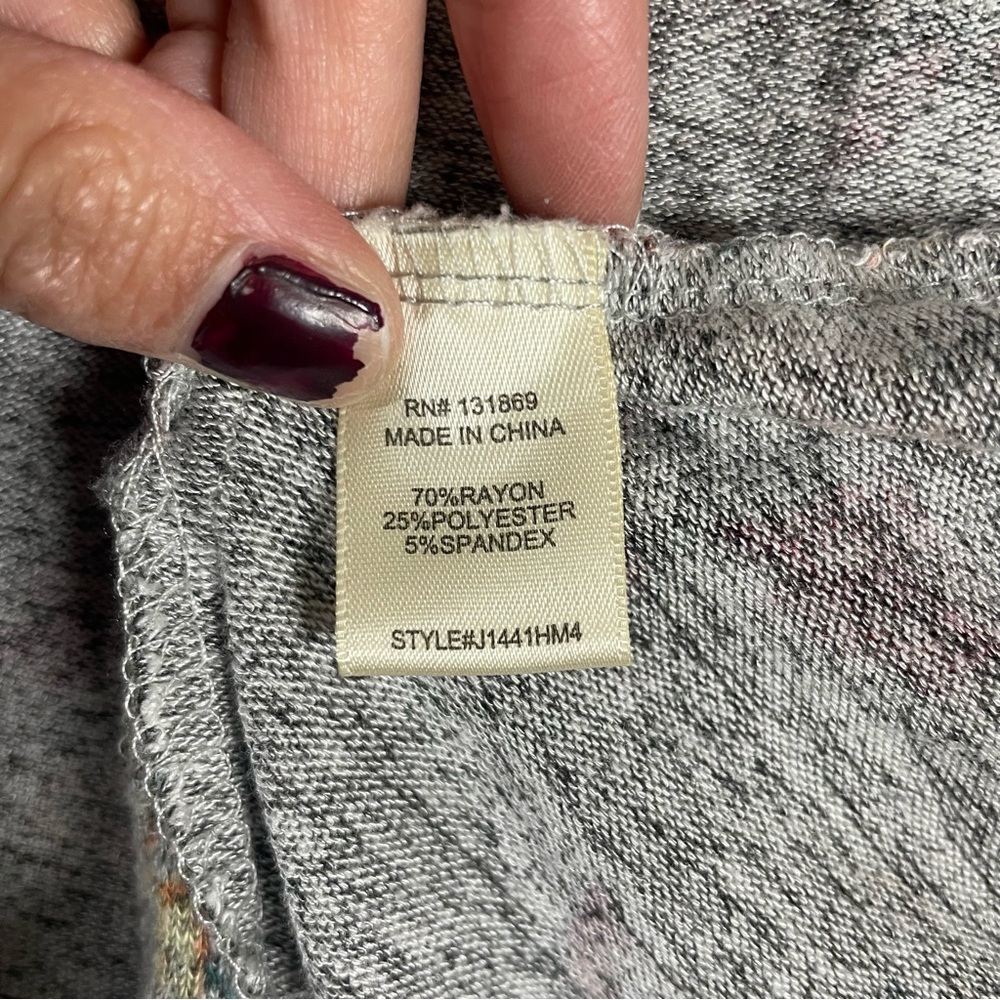 Altar'd State Womens Open Front Floral Hooded Cardigan Gray Medium Cottagecore - Picture 8 of 12